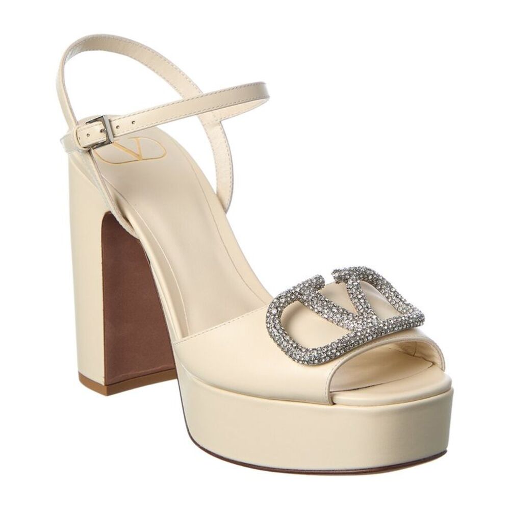 Valentino Vlogo Signature 114 Leather Sandal, White
